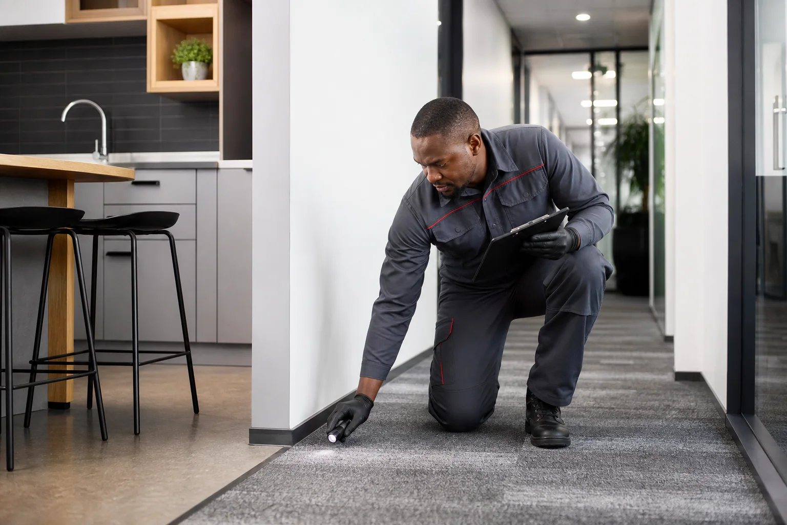 Professional pest-control inspection for offices