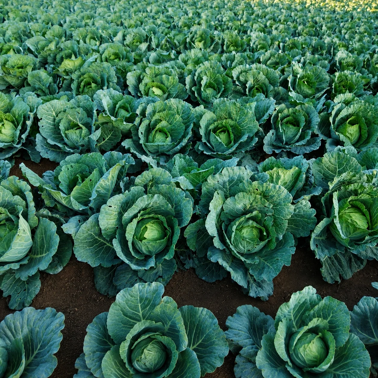 A healthy field of green cabbages