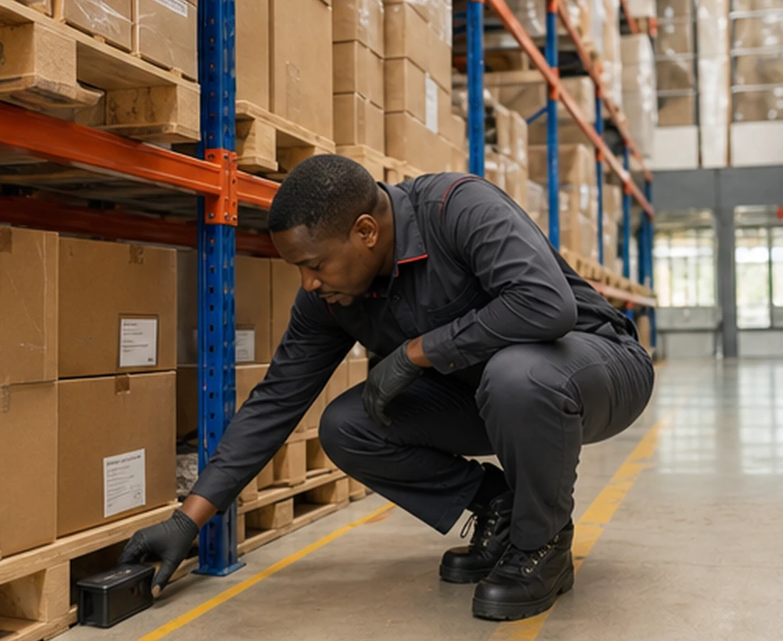 Technician preparing for a commercial pest-control assessment