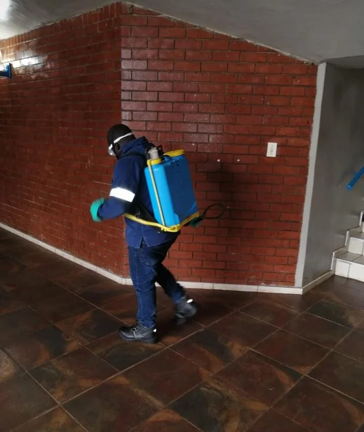 Lonezer technician carrying out pest-control work inside a property